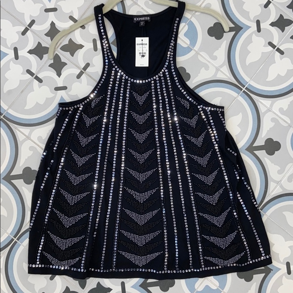 Express beaded sparkly tank